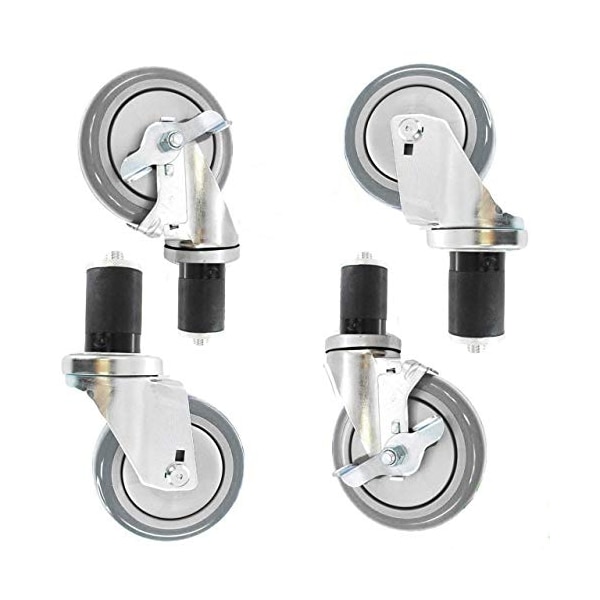 4" Caster Wheel Set for Commercial Kitchen Prep Tables, 2 Wheels w